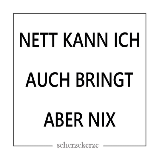 NETT KANN ICH AUCH BRINGT ABER NIX